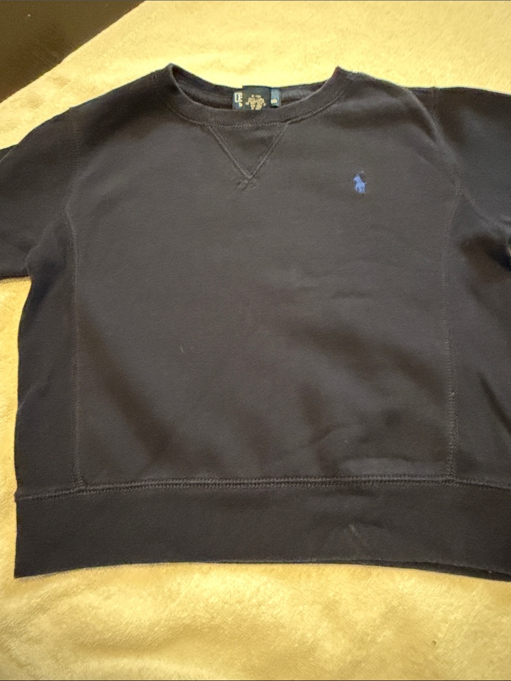Ralph Lauren Navy Crewneck Sweatshirt with Blue Pony Embroidery